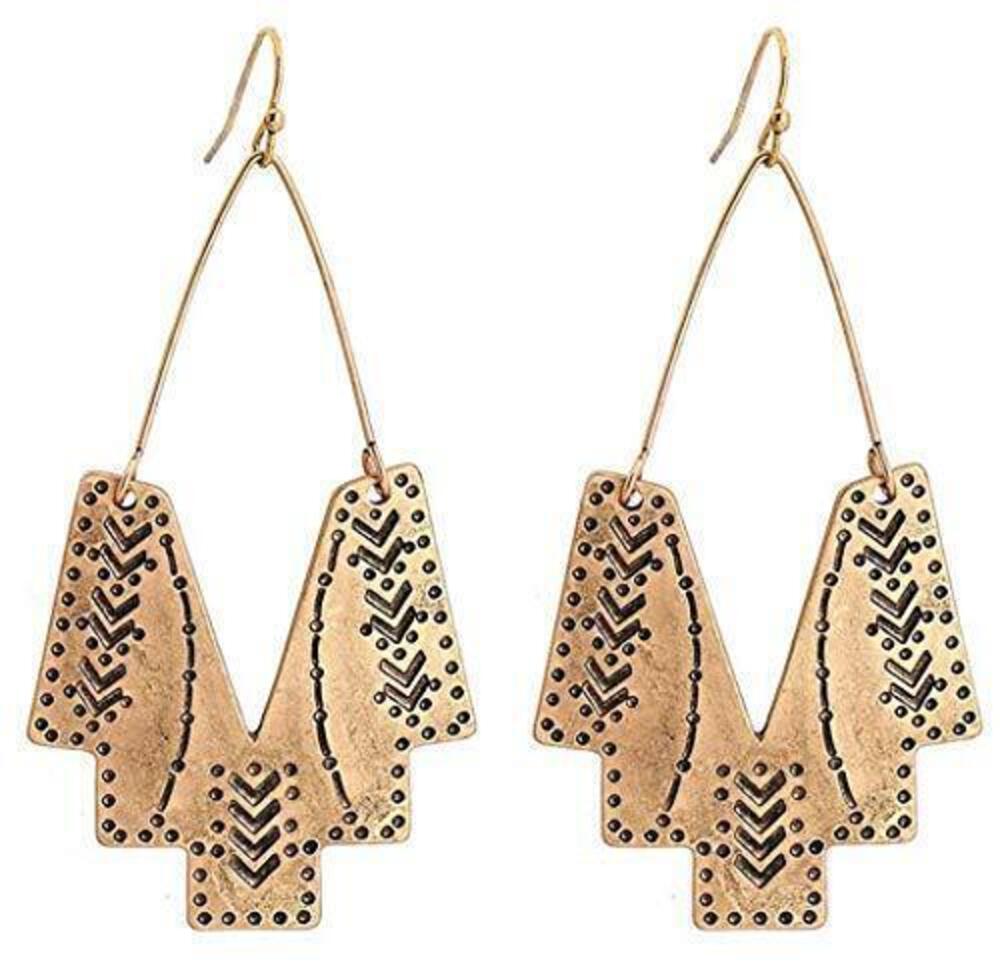 1944 Gold Geometric Earrings Statement Vintage Boho Ethnic Earrings Hollow